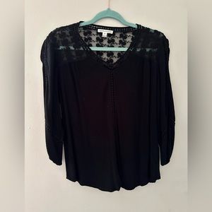 3/4 sleeve black rayon blouse